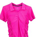 Athleta  Birdie Ruched Short Sleeve Polo Golf UPF Athletic Top Preppy VNeck Photo 2