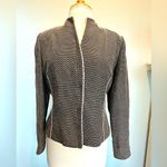 Kay Unger ladies Navy Blazer Geometric design white piping Inner liner s… Blue Size 12 Photo 1