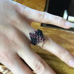 Natural Rhodolite Garnet Black Spinel Cocktail Ring Size 6 Photo 2