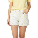 Judy Blue Shorts Womens 1XL White Yellow Floral Print Denim Casual Summer Comfy Photo 0