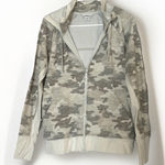 Athleta Womens Triumph Printed Hoodie Full Zip Jacket Large Gray Camo EUC Photo 0