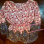 Fraiche by J Boho Floral Border Print Romper – Size Large – Made in USA Red Photo 5