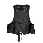 Bisou Bisou Black Sequin Embellished Beaded Vest Tie Back Y2K Goth Size Small Photo 3
