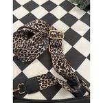 Chic Black Crossbody Bag with Leopard Print Guitar Strap Gold Hardware purse Photo 1