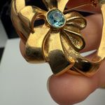 Heart Shape Brooch Pin 1 With Faux Pearl 2 Blue Rhinestone Gold Tone Lot Of 3 Photo 2