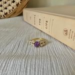 Floral Setting Round Purple Clear Marquise Ring “Maven” Engagement Promise Elegant Jewelry Photo 5