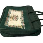VTG Green Floral Tapestry Bible Book Zippered Carrying Tote Case Handles Pockets Photo 5