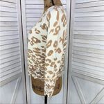 Chico's Chico’s Charlee Cheetah Lace Hem Crop Cardigan Sweater Cream Tan Small Photo 1
