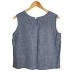 Bryn Walker Blue Linen Sleeveless Button Back Top Size S Made in USA Photo 1