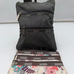 LeSportsac  Crossbody Bag Dark Gray Nylon Multi Zip Pouch Set Women Photo 0