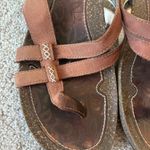 Teva  Conchita Brown Sandals Mini Wedge Cork Paisley Flip Flop Strappy Summer Photo 2
