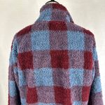 Eddie Bauer  Women's Large Plaid Fuzzy Fleece Quarter Zip Pullover‎ Sweatshirt Photo 4
