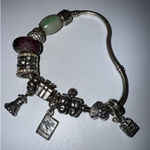 Pandora  Bracelet with 10‎ charms Sterling Silver Passport Dress Heart  Gift 8" Photo 0