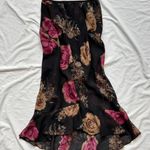 vintage black and magenta floral ruffle maxi skirt with glitter sequin details Size M Photo 3