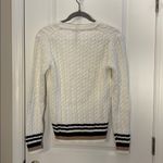 Tommy Hilfiger  Leila Cotton White Tan Black Cable Knit Sweater Size Medium Photo 5
