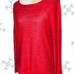 Faded Glory  beautiful red sparkly holiday sweater with peek a boo sheer … Photo 3