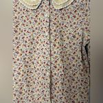 Nice Claup Japan vintage Y2K tan floral long sleeve corduroy collared top. M Size M Photo 5