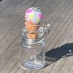 Mini jar with polymer clay stopper pendant Photo 0