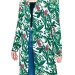 Periwinkle Green Leaf Floral Tropical Printed Long Open Cardigan Photo 0