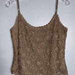 Carmen Marc Valvo Carmen Marc Vavlvo Tan 2Pc Crochet With Sparkly Beads Tank Top & Cardigan XL Photo 5