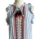 THML  Blue/White Striped Tassel Mini Straight Dress Women's Size Medium 41-9 Photo 2