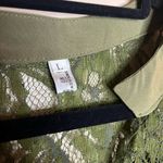 Cottagecore Oversized Large Olive Green Blouse With Lace Yoke Collar Photo 3