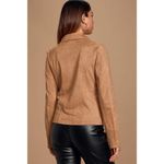 Lulus  Wild at Heart Tan Vegan Suede Moto Jacket XS NWT Photo 5
