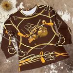 J. McLaughlin  Catalina Cloth Brown Equestrian Top Size Small Photo 2