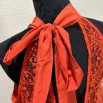 Orange Floral Lace Halter Top Size L Photo 2