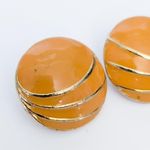 Vintage Clip On Earrings Mustard Yellow & Gold Tone Statement Stylish 1" Photo 3
