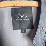 Monika Chiang • moto jacket leather woven asymmetrical zip navy blue cropped Photo 3