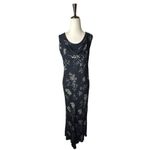 April Cornell Dress Women Large Black Floral Embellished Cowl Neck Maxi Vintage Photo 1