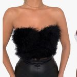 Black Fur Crop Top Size M Photo 3