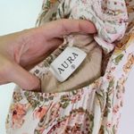 Aura  V-Neck Tie‎ Back Floral Maxi Dress Cream S Photo 5