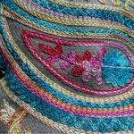 Colorful Hand Embroidered Paisley Shawl with Fringe Brown Photo 5