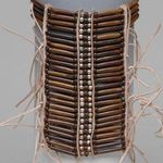 Native American Buffalo Bone Leather Breast Chest Plate Necklace Dark Brown Photo 0