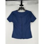 Jaanuu Two Pocket Scrub Top Womens Small J96080 Navy Blue Zip Back Short Sleeve Photo 1