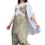 Anthropologie Yellow Lace Trim Cut Out Lingerie Satin Slip Mini Dress XL Photo 1