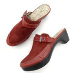 Taryn Rose  Red Leather Calf Hair Contoured Heel Mule Braided Strap Size 36.5 Photo 3