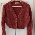 Urban Outfitters  Cropped Chenille Cardigan | Rust / Brick Red | Size XS Photo 0