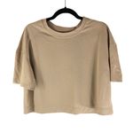 Everlane Womens The Perform Tee Mesh Boxy Cropped Khaki Brown M Photo 3
