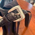 Brighton  Emma Embossed‎ Croc Pebbled Leather Shoulder Bag Adjustable Strap Black Photo 4