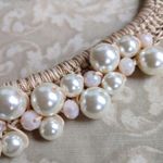 Pearl and Glass Bead Crochet Collar Necklace Gold Photo 3
