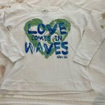 WAVE LIFE WOMEN SIZE SMALL WHITE BLUE SWEAT SHIRT 100% cotton sweater sporty Photo 0