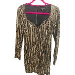 Gold Black Sequin Bodycon Mini Dress M Vtg Party Cocktail Hoco Holiday NYE Size M Photo 0