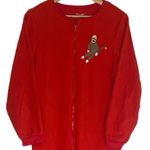 Nick & Nora  Sock Monkey One Piece Footie Fleece Pajamas Sleepwear Size M Red Photo 1