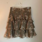 Ralph Lauren  Floral Crinkle Georgette Ruffle Brown Mini Skirt 4 Silky Fairy Y2K Photo 2