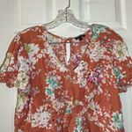 AUW  Orange Floral V Neck Short Sleeve Top size 2X Photo 4