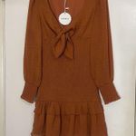 Storia NEW!  Cinch orange long sleeve ruffle bodycon mini dress size Medium Photo 2