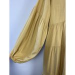 Girl And The‎ Sun Mustard Yellow Lorey Long Puff Sleeve Tiered Linen Blend Dress Size L Photo 1